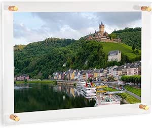(16" x 20") Clear Acrylic Wall Mount Floating Picture Frame with (Gold Standoffs) Frame-less Doub... | Amazon (US)