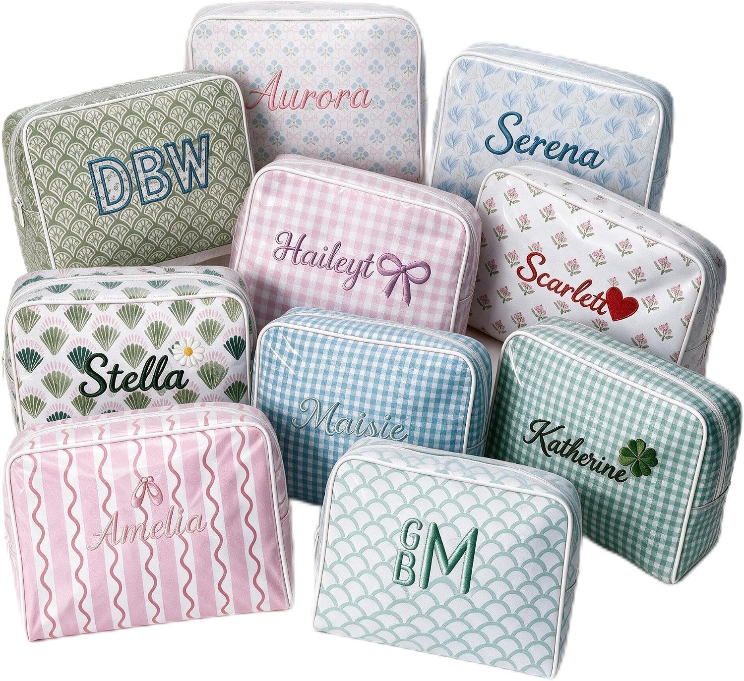 Personalized PVC Makeup Bag, Custom Embroidered Name Waterproof Pouch | Amazon (US)