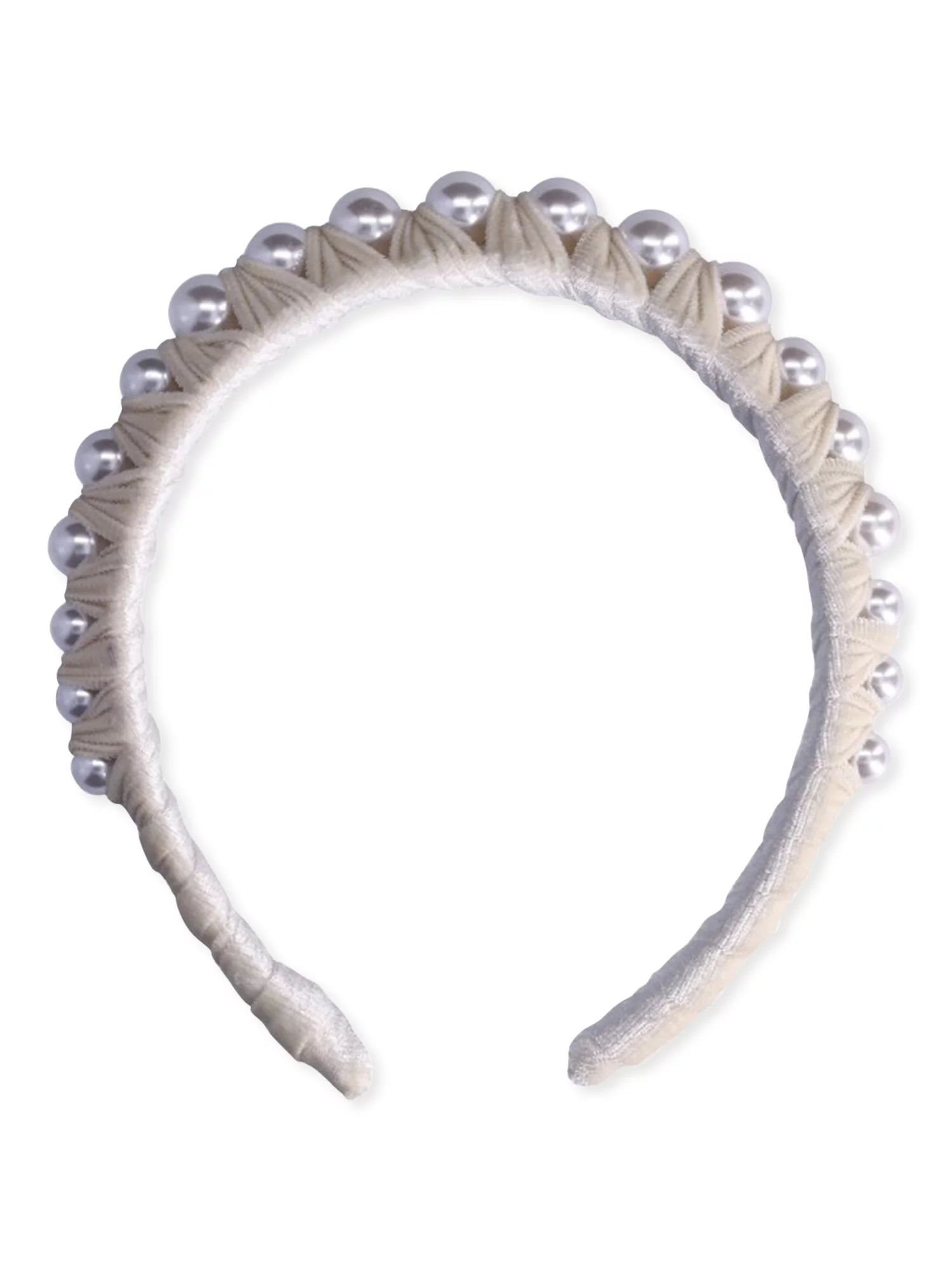 Time and Tru Women's Wrapped Velvet Headband with Faux Pearls | Walmart (US)