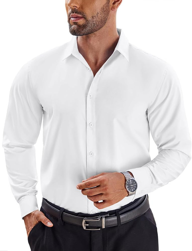 COOFANDY Men's Dress Shirts Long Sleeve Button Up Shirts Formal Business Shirt | Amazon (US)