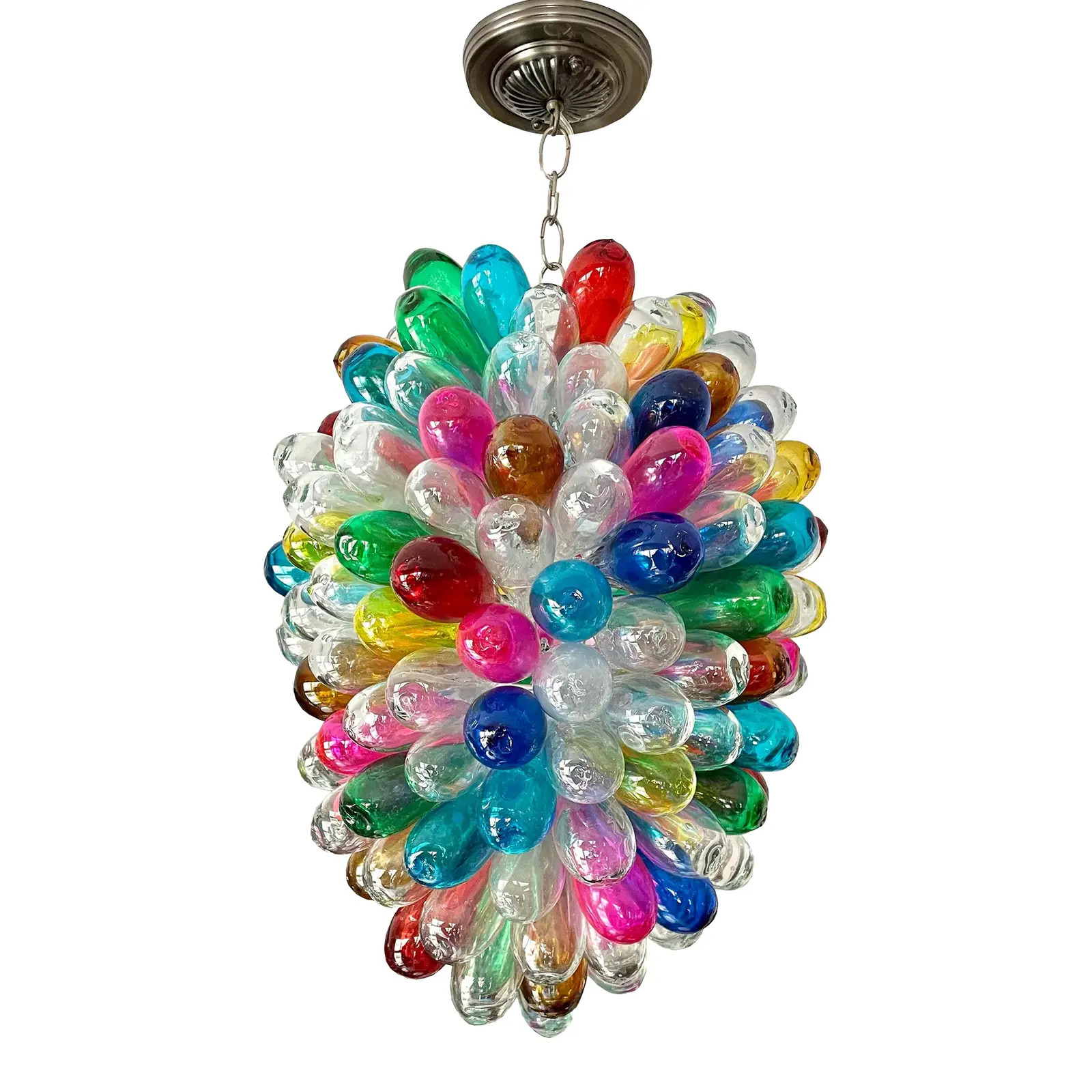 Light Fixture of Stained Colorful Handblown Glass | Chairish