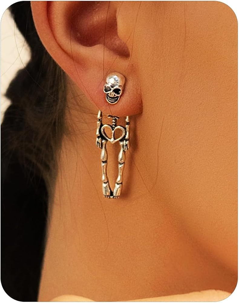 Punk Halloween Earrings for Women,Witch Skull Skeleton Dangle Earrings for Women,Scary Halloween ... | Amazon (US)