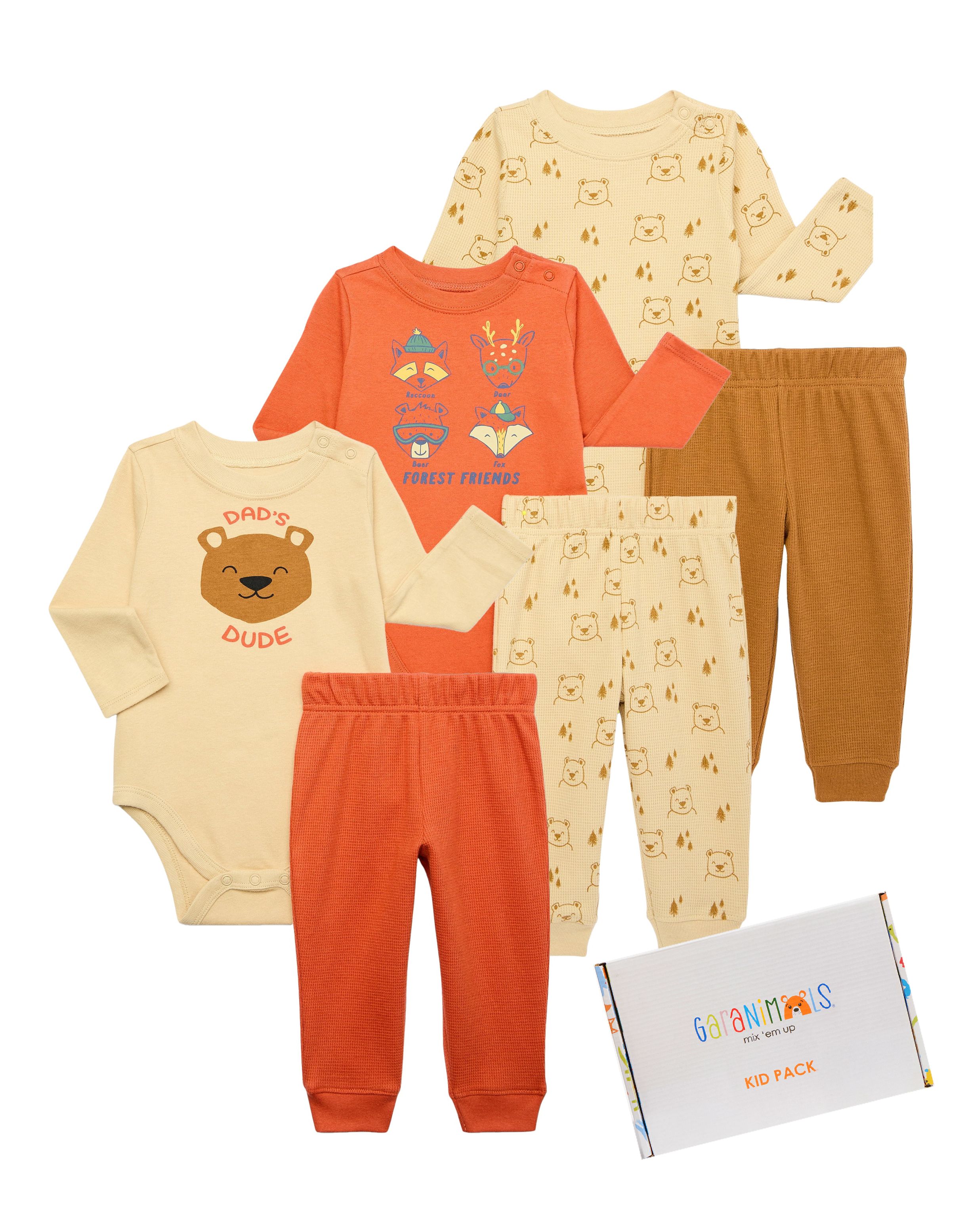 Garanimals Baby Boy Mix and Match Outfits Kid-Pack, 6-Piece, Sizes 0-24 Months | Walmart (US)