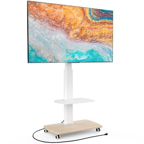 FITUEYES Rolling TV Stand with Power Outlets, Swivel Portable TV Stand for 32-70 Inch LCD LED OLE... | Amazon (US)