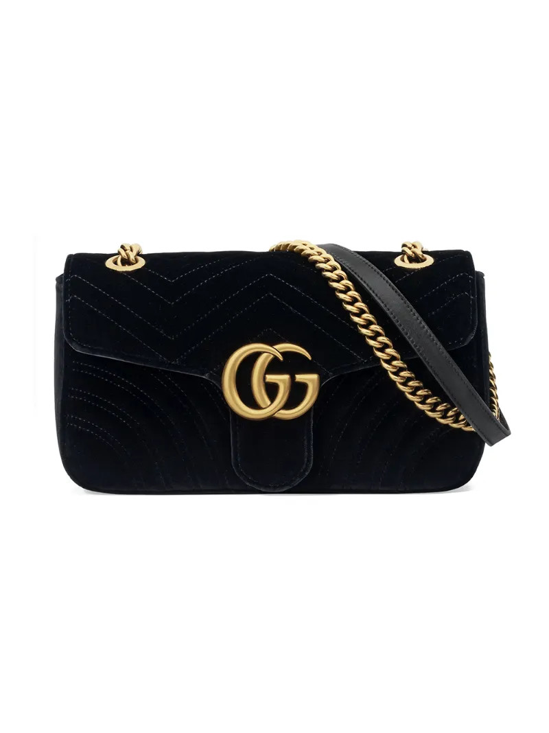 Gucci - GG Marmont velvet shoulder bag - women - Velvet/metal - One Size, Black, Velvet/metal | FarFetch US