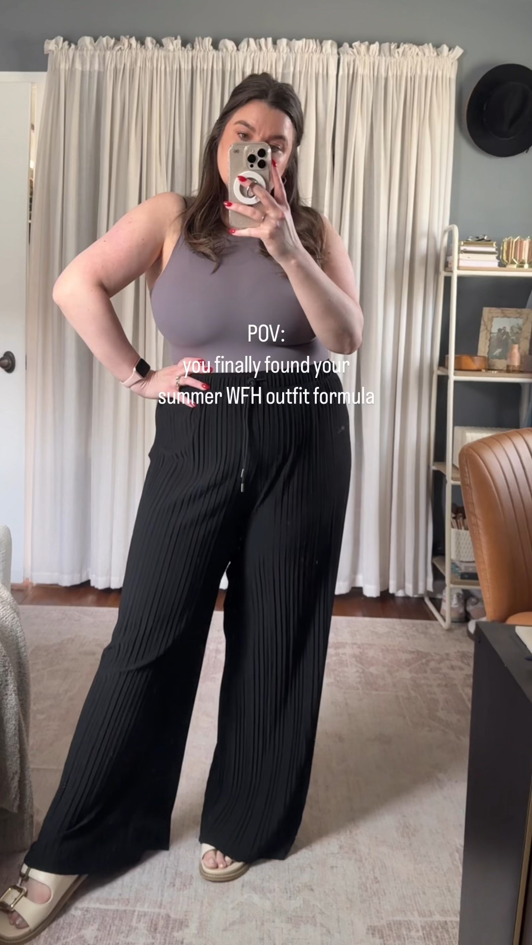 My Summer WFH Outfit Formula


The formula that’s making getting dressed easy all summer long:
	•	Sleek bodysuit
	•	Light cardigan for meetings
	•	Breezy flowy pants
	•	Minimal slides
It’s comfy, elevated, and totally work-from-home approved.
Tap to shop the whole look!

#LTKsummerstyle #LTKworkwear #LTKmidsize #WFHstyle #SummerOutfitFormula #WFHootd #SmartCasualLook

#LTKStyleTip 

#LTKWorkwear #LTKMidsize