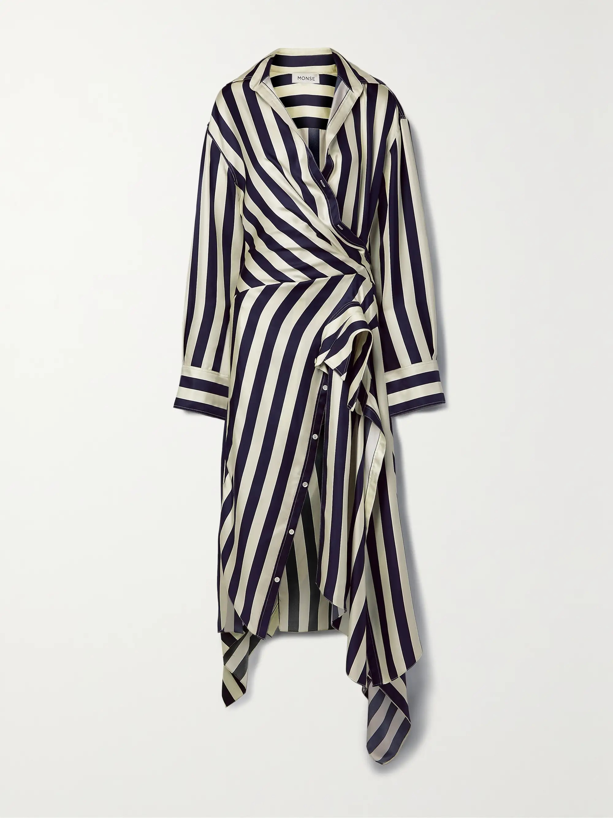 Cascade striped silk-twill midi shirt dress | NET-A-PORTER (UK & EU)