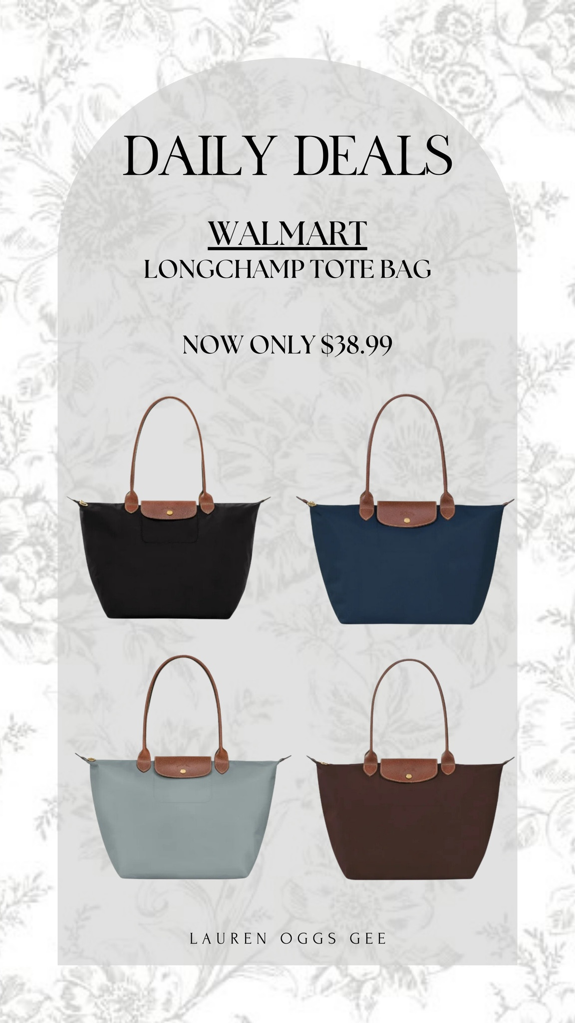Another deal of the day! Walmart is currently selling these Looks for Less tote bags. These LongChampBags are affordable, fashionable, and versatile, so you can take this bag anywhere you are headed that day! Happy shopping! 

#LTKxWalmart #LTKSummerSales #LTKFindsUnder50