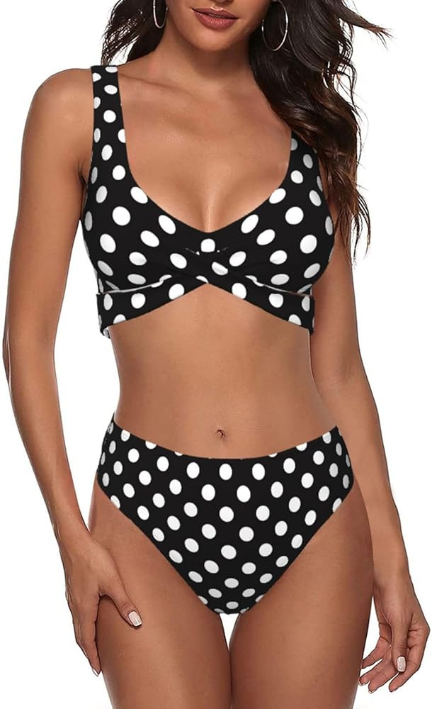 Bikini Set for Women Two Piece Swimsuit Print Sexy High Waisted Swimwear V Neck Cheeky Bathing Su... | Amazon (US)