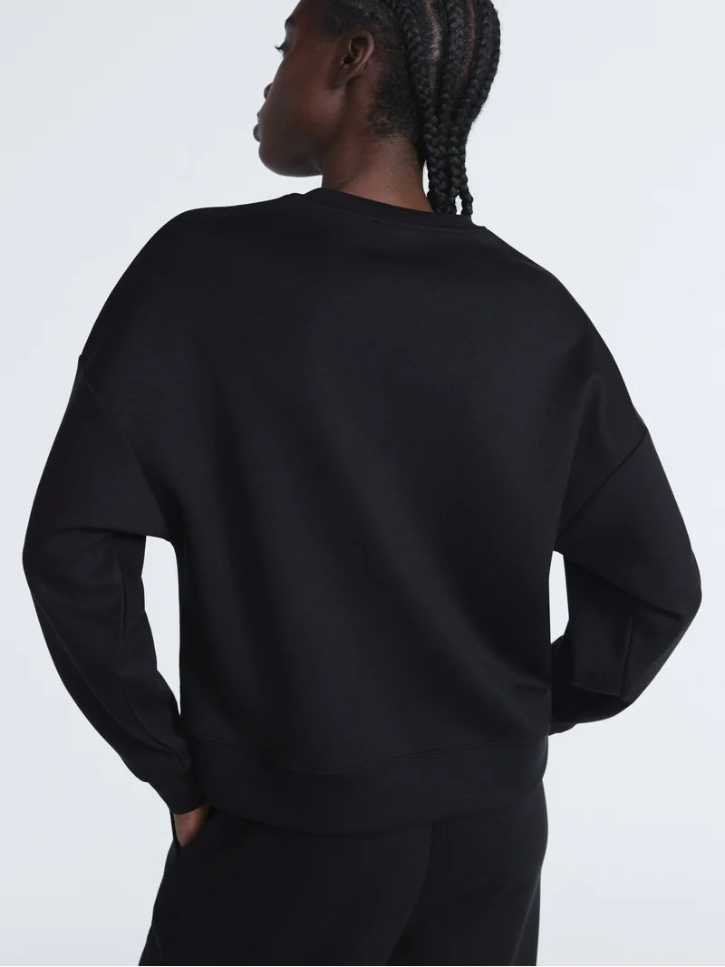 Scoop Women's and Women's Plus New Scubaknit Cropped Sweatshirt with Drop Sleeves, Sizes XS-4X | Walmart (US)