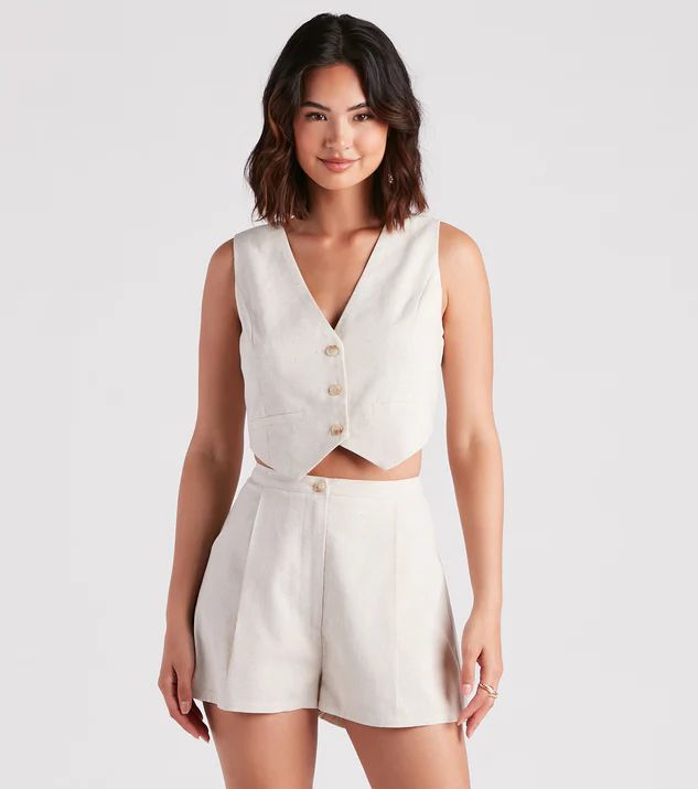 Casual And Chic Cropped Linen Vest | Windsor Stores