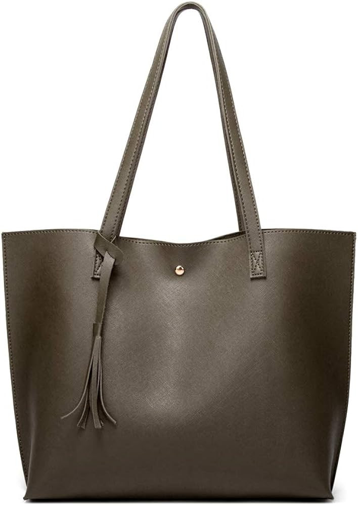 Dreubea Women's Soft Faux Leather Tote Shoulder Bag from, Big Capacity Tassel Handbag | Amazon (US)