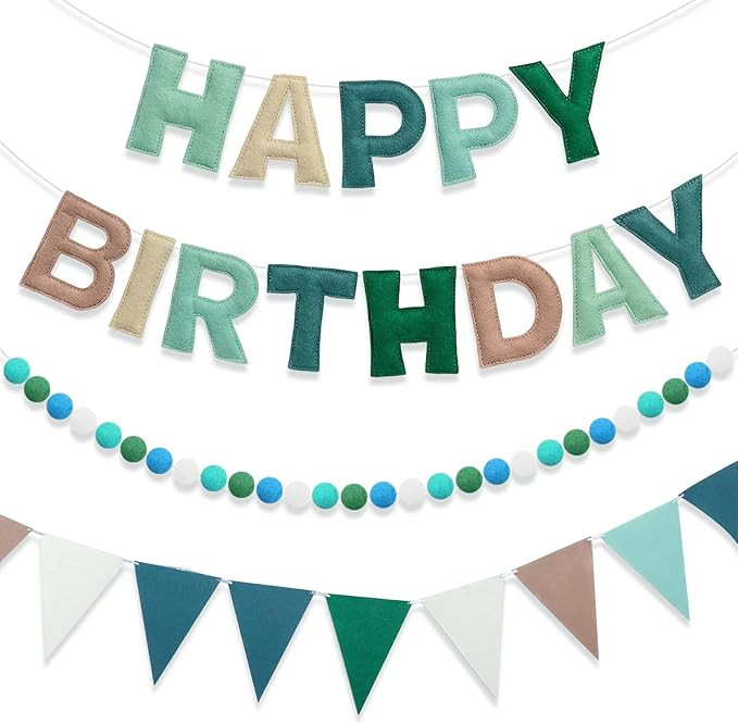 Mindsoft 3 Pcs Felt Happy Birthday Banner Set 8.2ft Pastel Happy Birthday Garland Triangle Buntin... | Amazon (US)