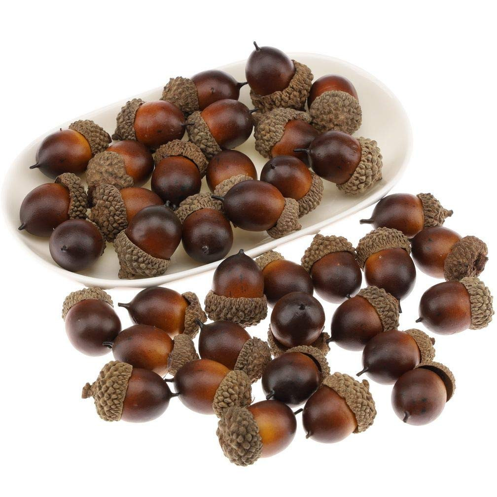 Gresorth 50pcs Artificial Lifelike Simulation Small Acorn Set Decoration Fake Fruit Faux Pine Con... | Amazon (US)