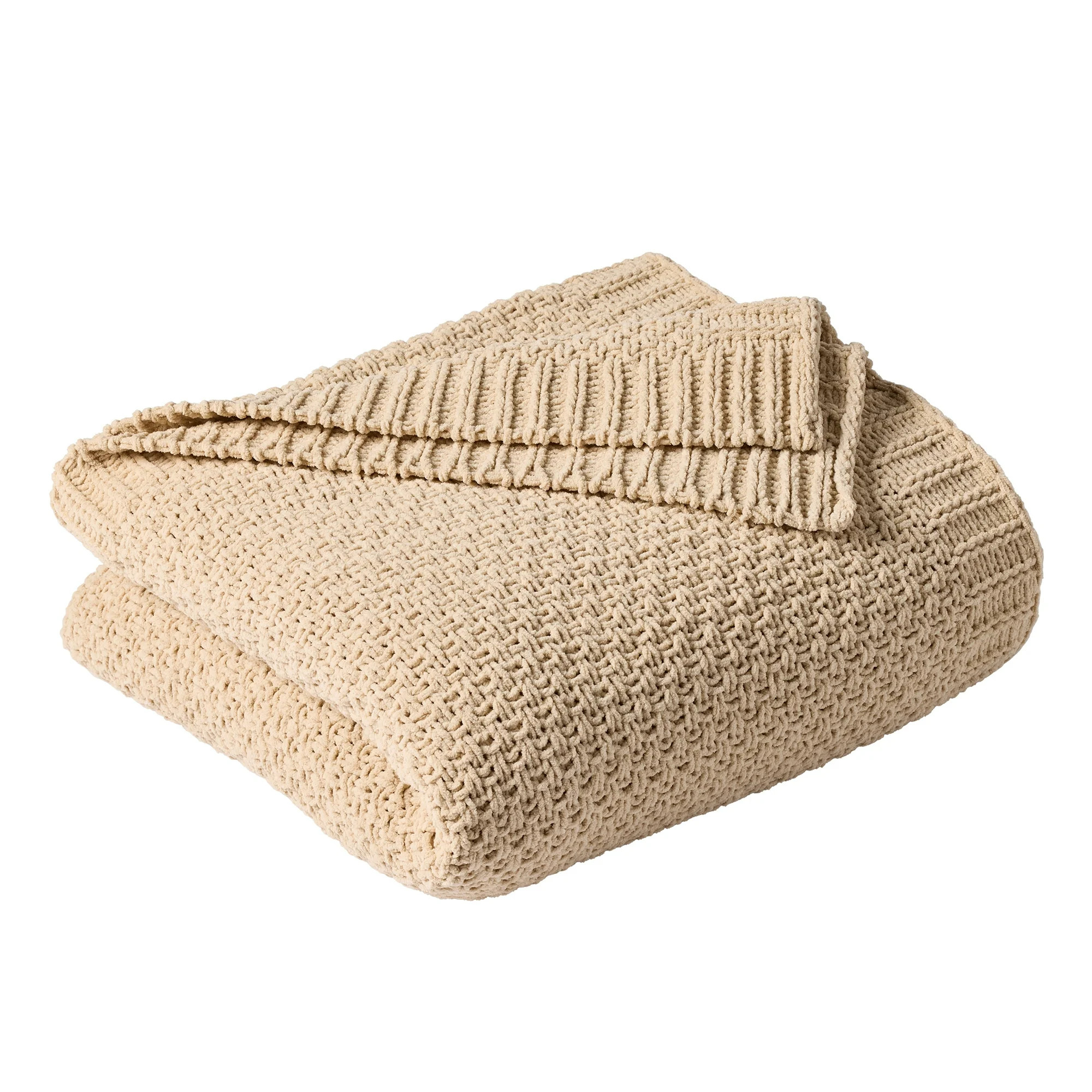 Better Homes & Gardens Chenille Knit Super Soft Oversized Throw Blanket, Almond Biscuit | Walmart (US)