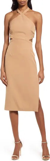 Bardot Amara Cutout Halter Midi Cocktail Dress | Nordstrom | Nordstrom
