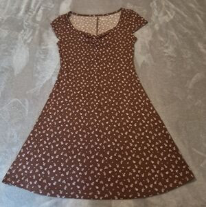 NOBO Y2K Rib Knit Brown Floral Minidress Sz. XXS. | Poshmark