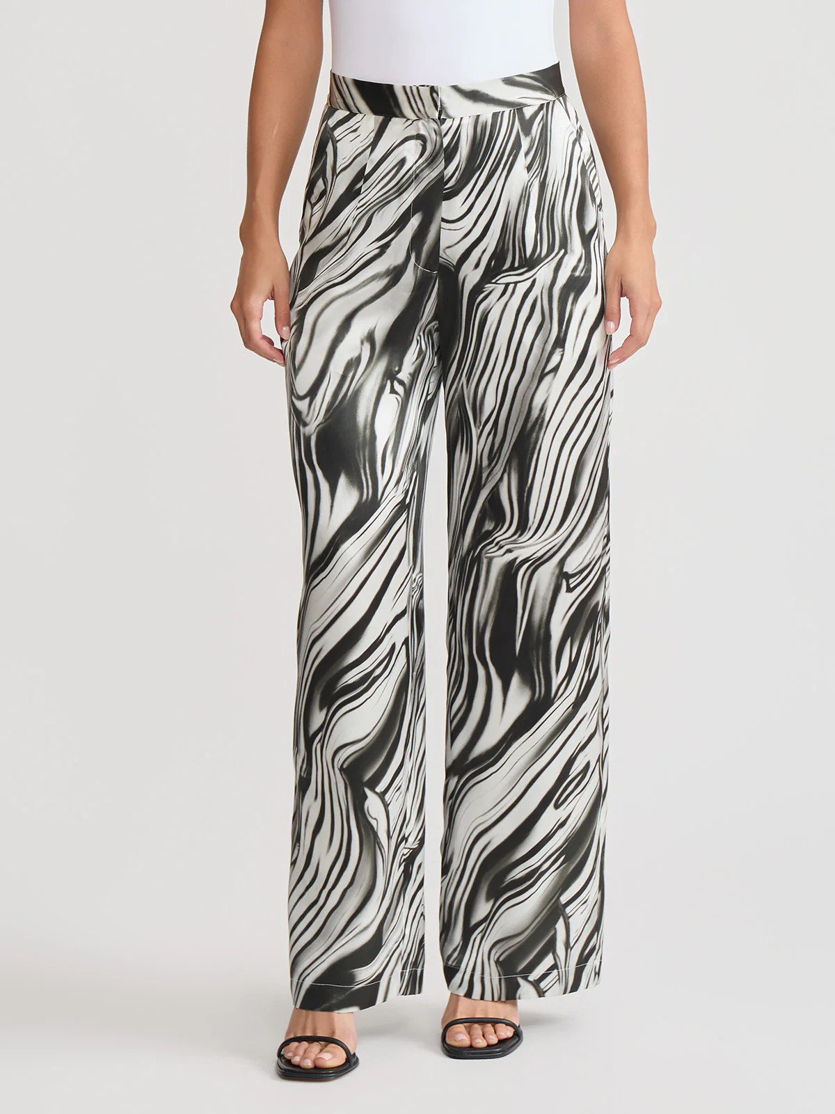 Marble Print Wide Leg Silk Pant | Misook