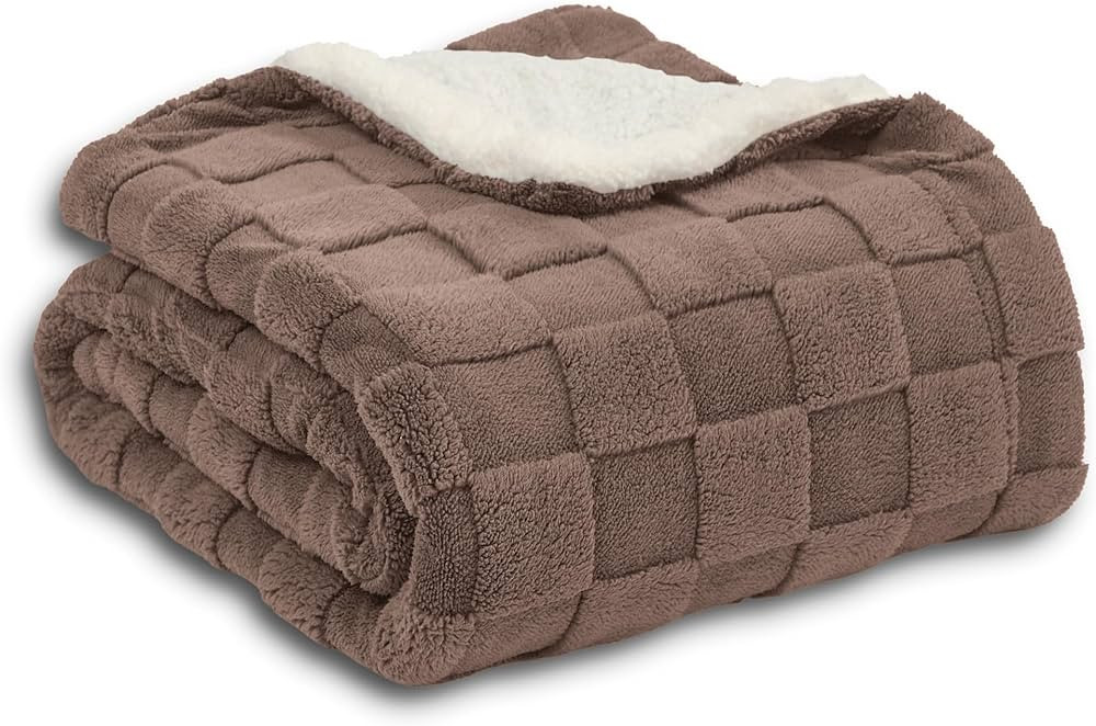 Soft Cozy Sherpa Fleece Thick Warm Throw Blanket for Winter, 50x70 Inches, 3D Jacquard Decorative... | Amazon (US)