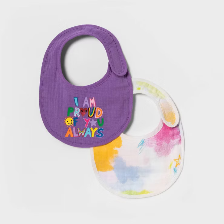 Pride Baby 'Always Proud' Bibs - Amethyst 2pk | Target