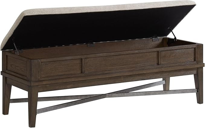 Bedroom Storage Bench with Cushion Weathered Vintage Oak Grey Wood Finish | Amazon (US)