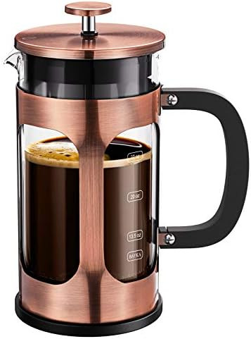 BAYKA French Press Coffee Maker, Glass Classic Copper 304 Stainless Steel Coffee Press, Cold Brew... | Amazon (US)