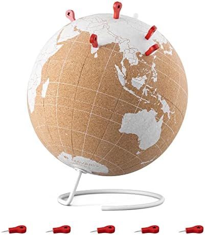 Navaris Cork Globe with Pins - 8" Globe Travel Decor World Map with Push Pin Markers - Includes 1... | Amazon (US)