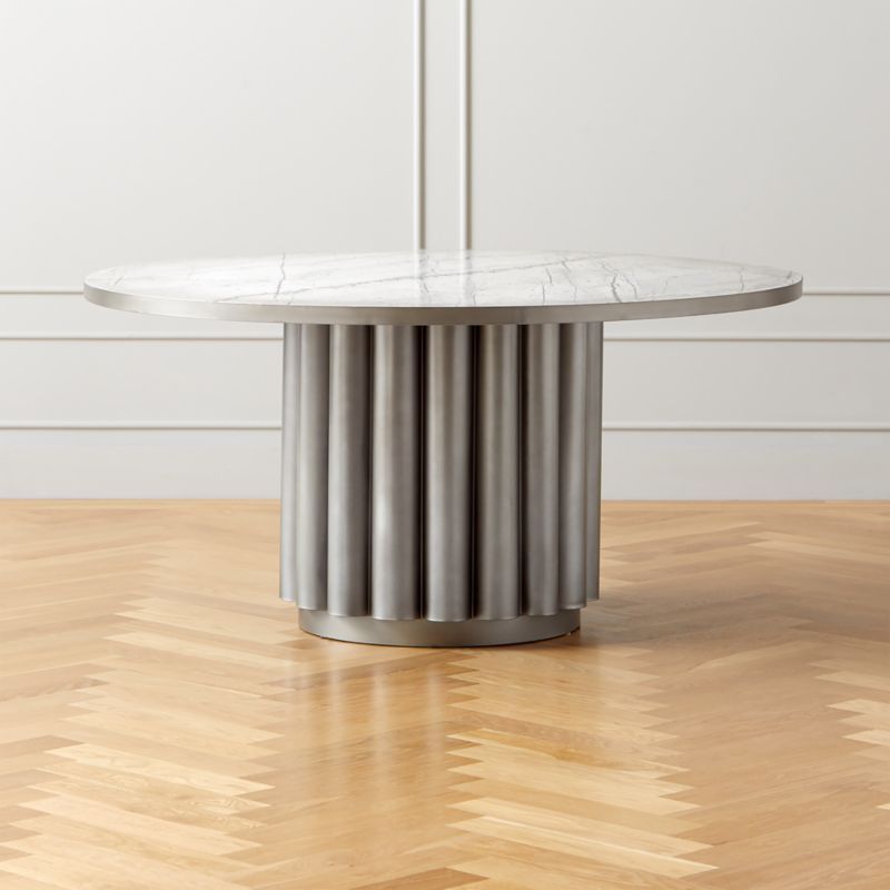 Cypher White Marble DIning Table + Reviews | CB2 | CB2