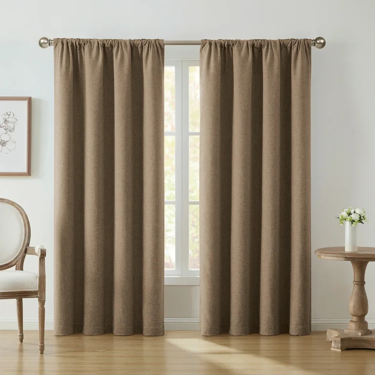My Texas House Solid Woodsmoke Rod Pocket Back Tab Blackout Curtain Panel, 52" x 96" | Walmart (US)