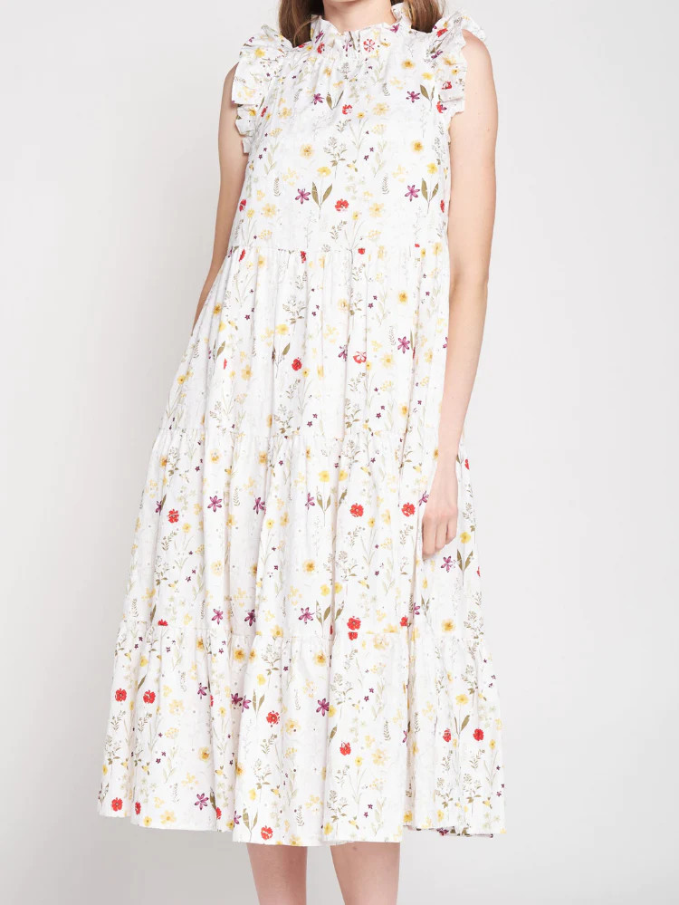 Floral Ruffle Tiered Midi Dress | Confête