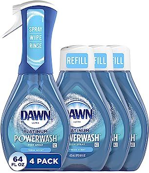 Dawn Platinum Powerwash Dish Spray, Dish Soap, Fresh Scent Bundle, 1 Spray (16oz) + 3 Refills (16... | Amazon (US)