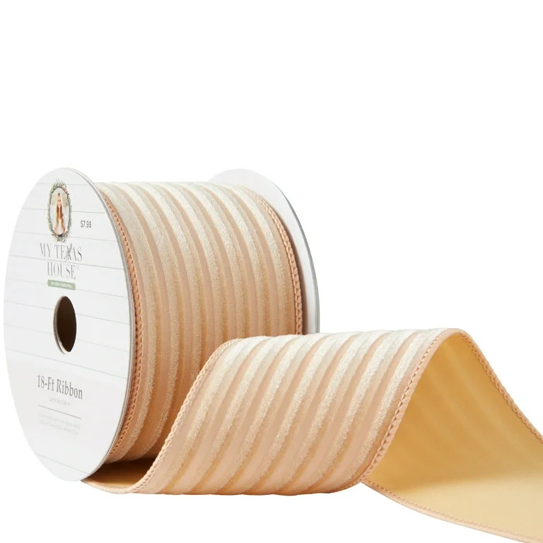 My Texas House Beige Ribbed Velvet Ribbon, 18‘ | Walmart (US)