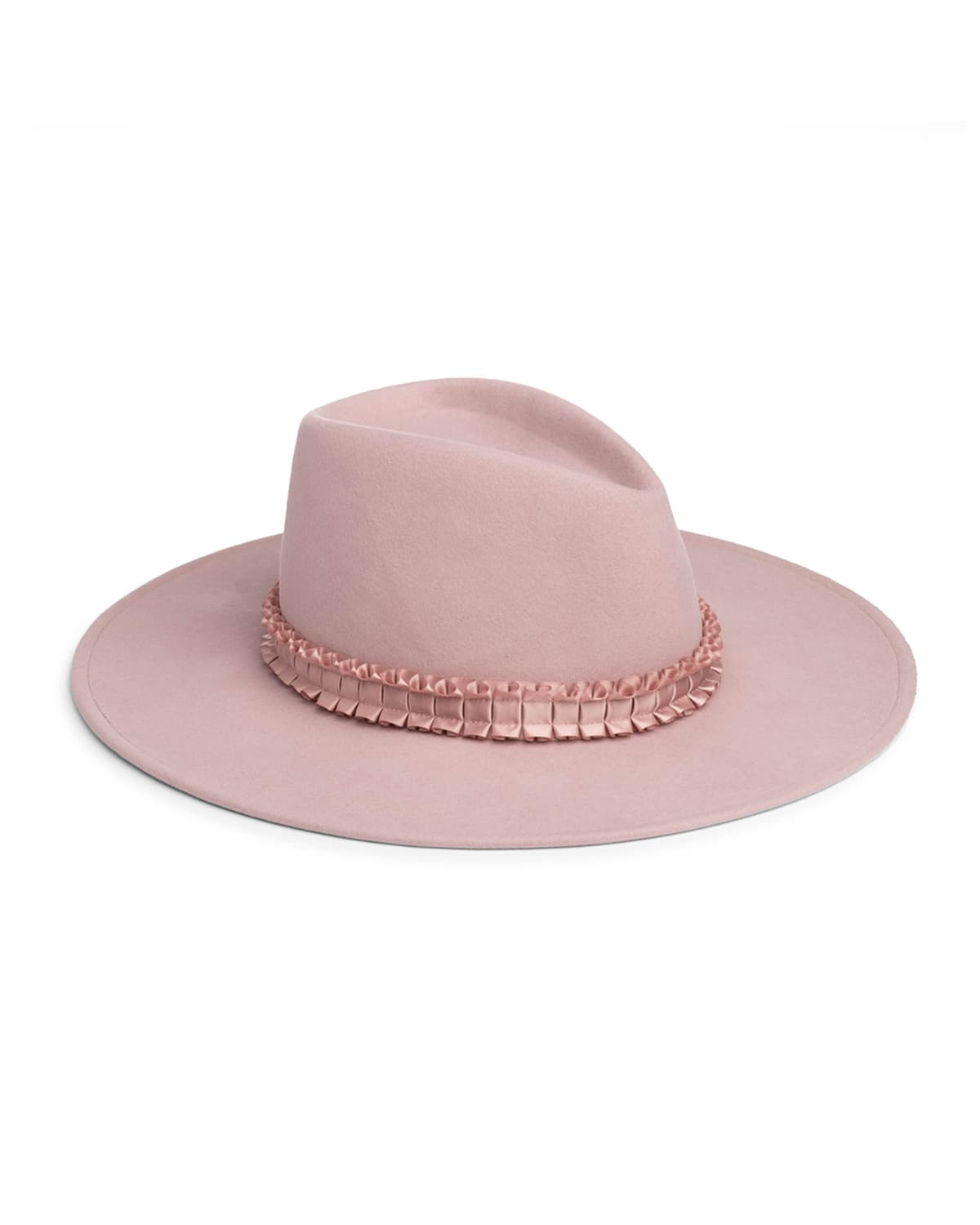 Harlowe Wool Felt Fedora Hat w/ Ruffled Band | Neiman Marcus