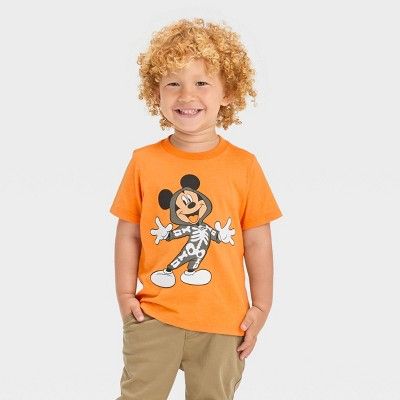 Toddler Boys' Mickey Mouse & Friends Halloween Short Sleeve T-Shirt - Orange | Target