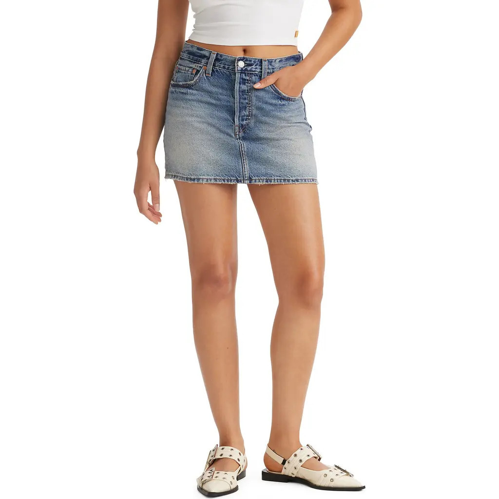levi's Icon Frayed Denim Miniskirt in Right Here Right Now at Nordstrom, Size 30 | Nordstrom
