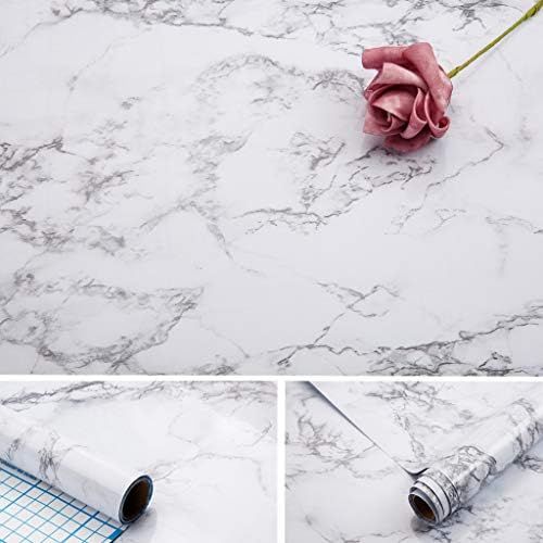 Arthome Marble Paper,17x100 inch Self Adhesive Wallpaper Waterproof Gloss PVC Vinyl, Oil Proof,Wh... | Amazon (US)