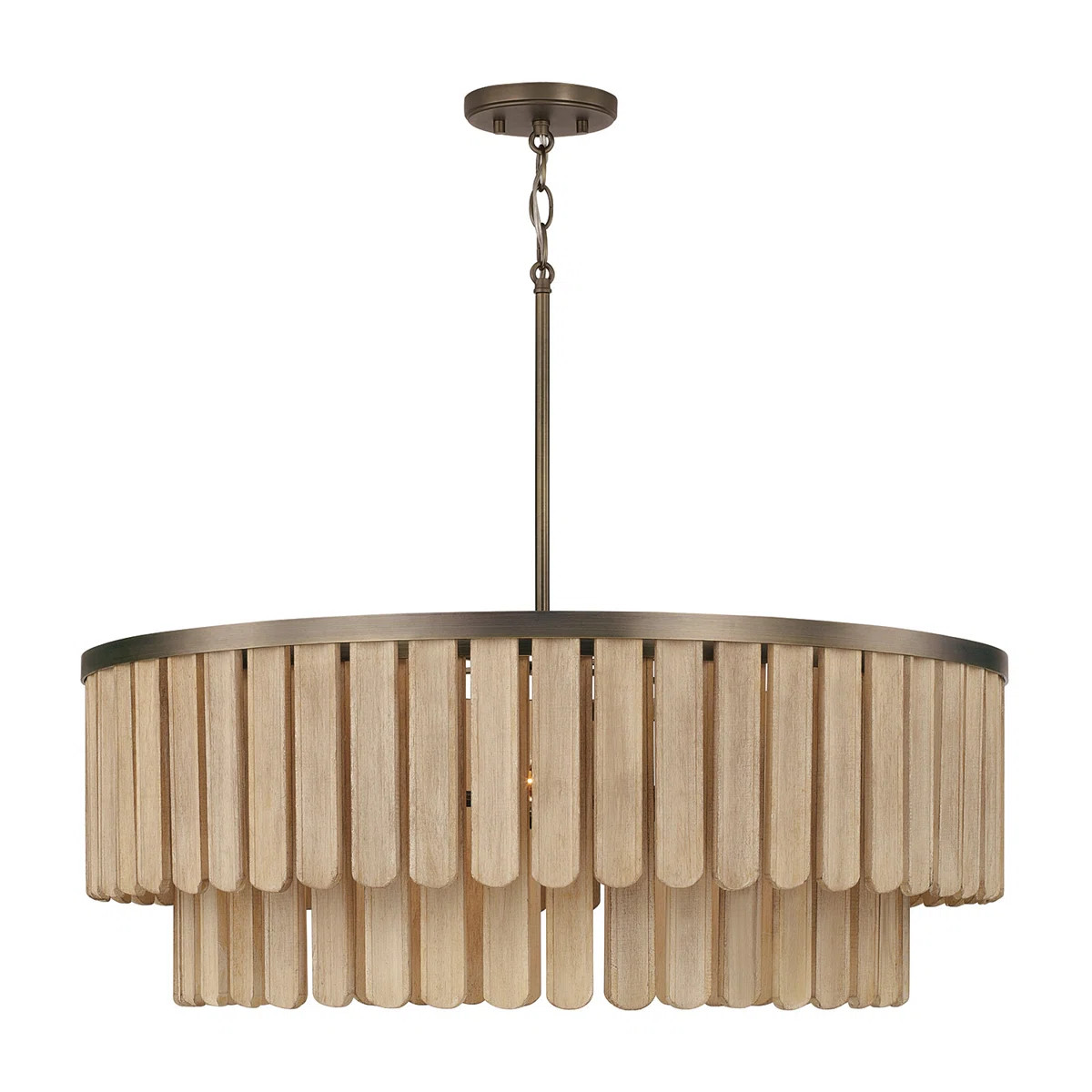 30" W x 11" H 6-Light Pendant  in Dark Brass with Handcrafted Mango Wood in Nordic Grey Stain | Wayfair North America