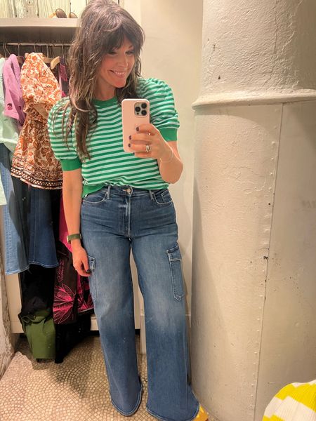 Love these pieces!! Easy to wear top with puff sleeves (runs on the small side! I sized up to a large), and these jeans are so flattering and so so comfy!! I sized down one size in these (wearing a 30). 

#LTKfindsunder100 #LTKsalealert #LTKmidsize