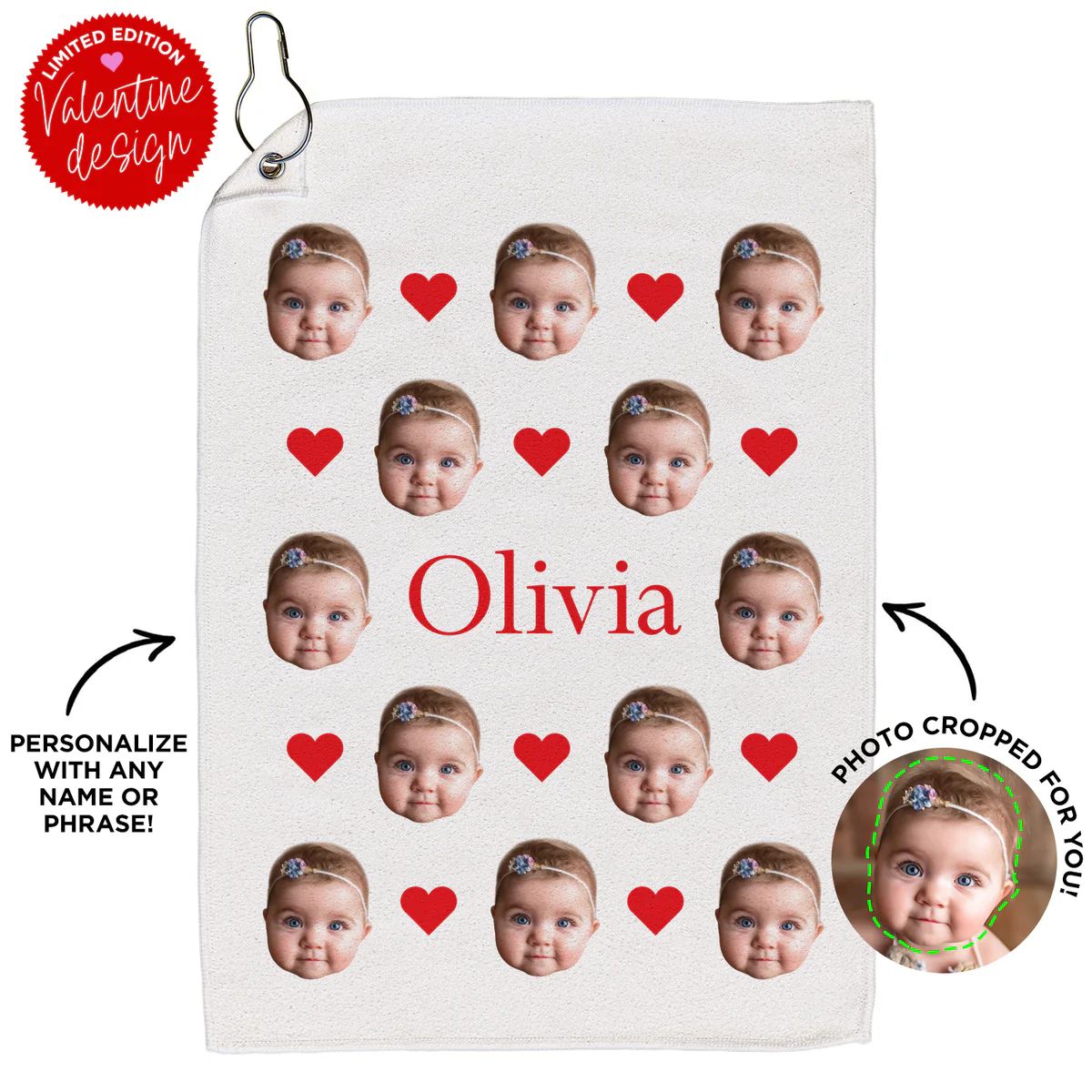 Personalized Valentine Baby Golf Towel | Type League Press