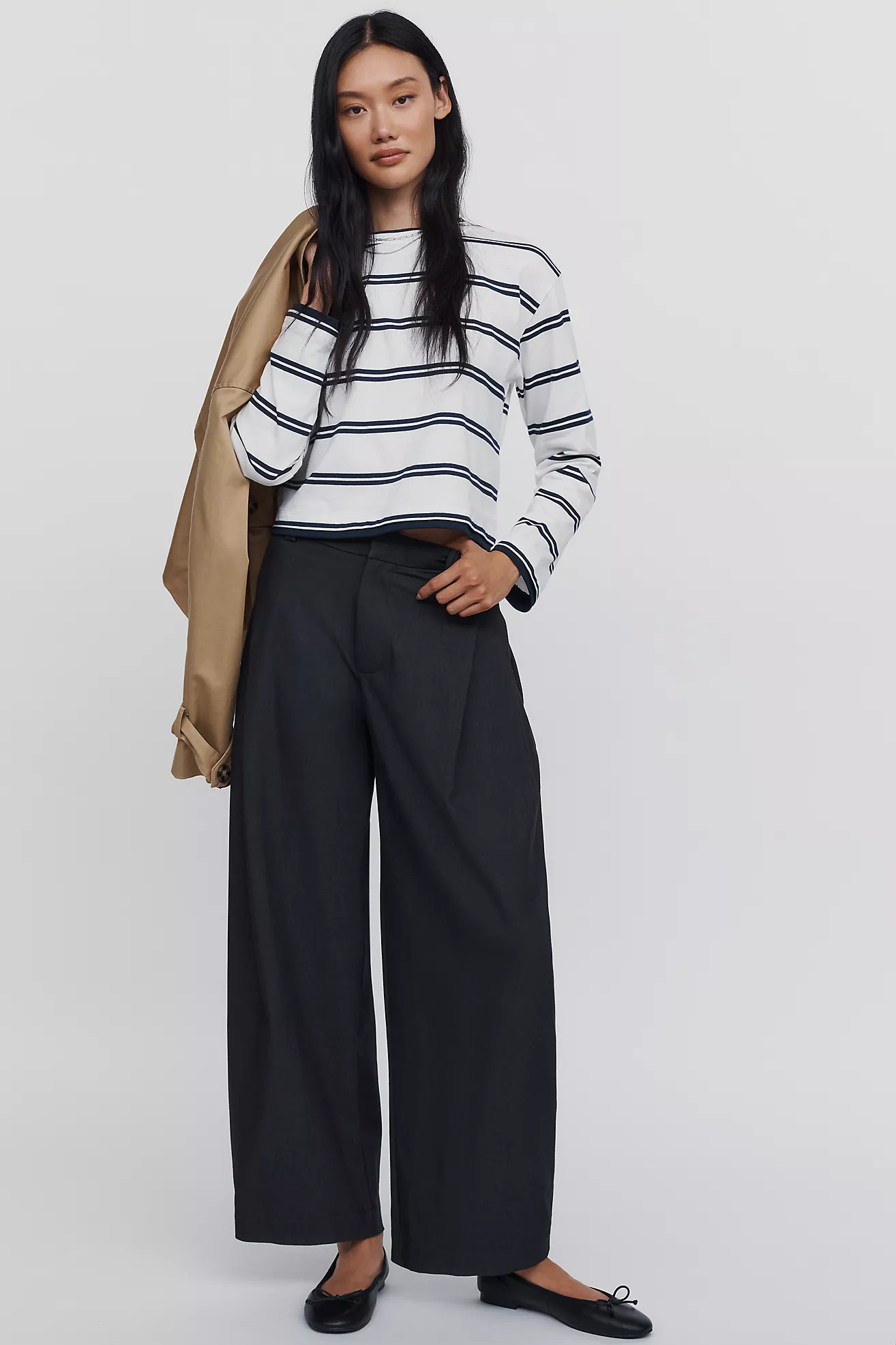CUBIC Tailored Tapered Wide-Leg Trousers | Anthropologie (US)