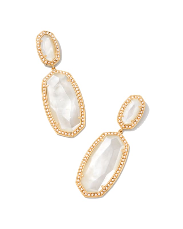 Pearl Beaded Elle Gold Statement Earrings in Ivory Mother-of-Pearl | Kendra Scott