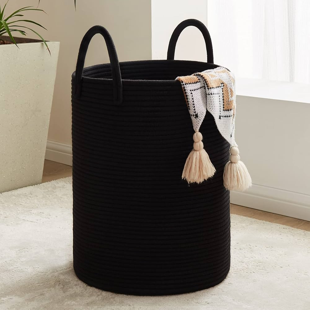 Fiona's magic Woven Rope Laundry Basket, 58L Tall Laundry Hamper for Blanket Storage, Large Baby ... | Amazon (US)