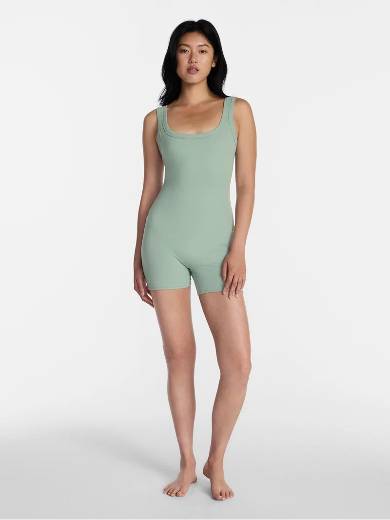No Boundaries Cotton Stretch Ribbed Cozy Romper, Women's XS-XXXL | Walmart (US)