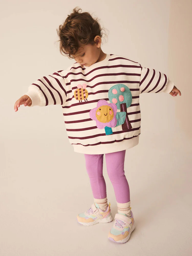 Purple Stripe Garden Sweatshirt and Legging Set (3mths-7yrs) | Next US