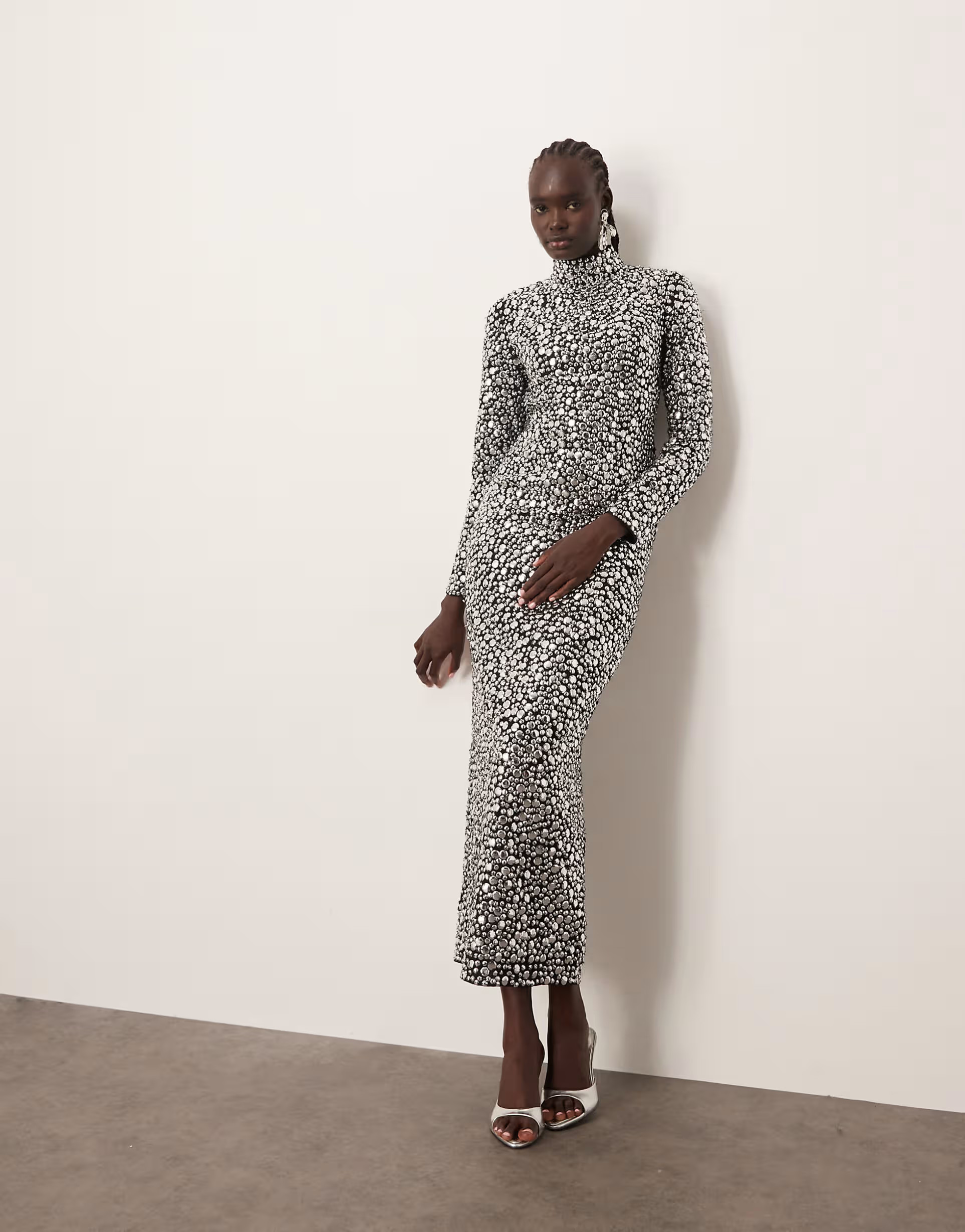 ARRANGE textural sequin high neck long sleeve maxi dress | ASOS (Global)