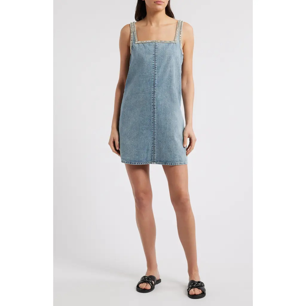 rag & bone Jayde Sleeveless Denim Minidress in Pacific Jewel at Nordstrom, Size Small | Nordstrom