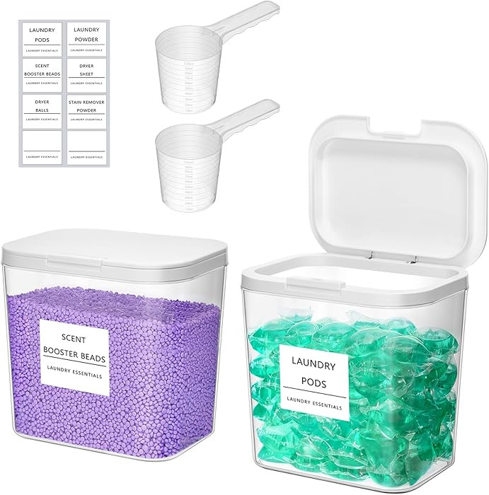 Lifewit 2 Pack Laundry Pods container with Labels and Measuring Scoops, Two 0.72 Gal/92 Oz Powder... | Amazon (US)