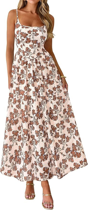 PRETTYGARDEN Womens 2026 Spring Boho Maxi Dress Eyelet Floral Long Flowy Sundresses Summer Beach ... | Amazon (US)