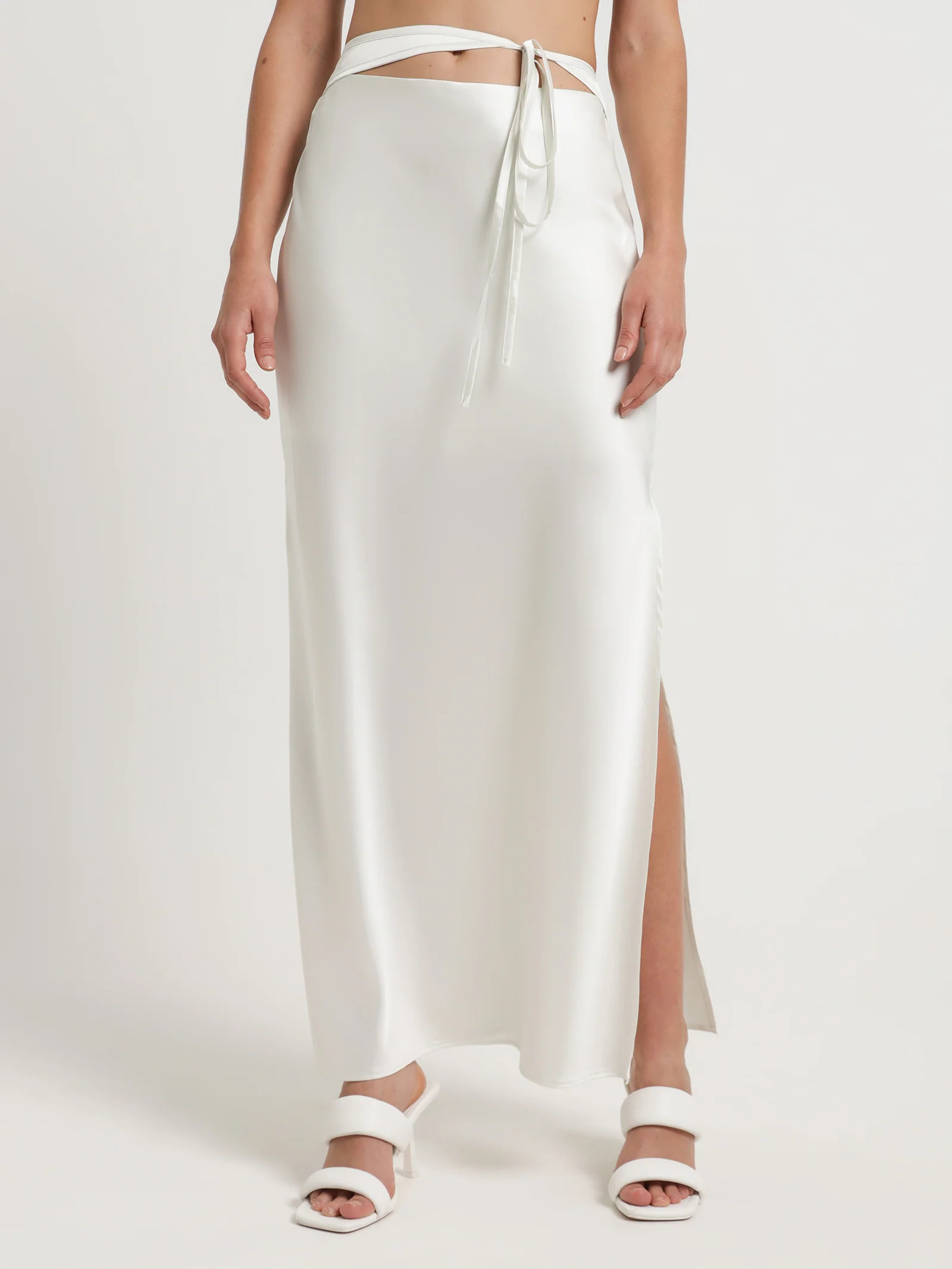 MSE - Wallace Satin Maxi Skirt in Ivory | Glue Store (Australia & NZ)