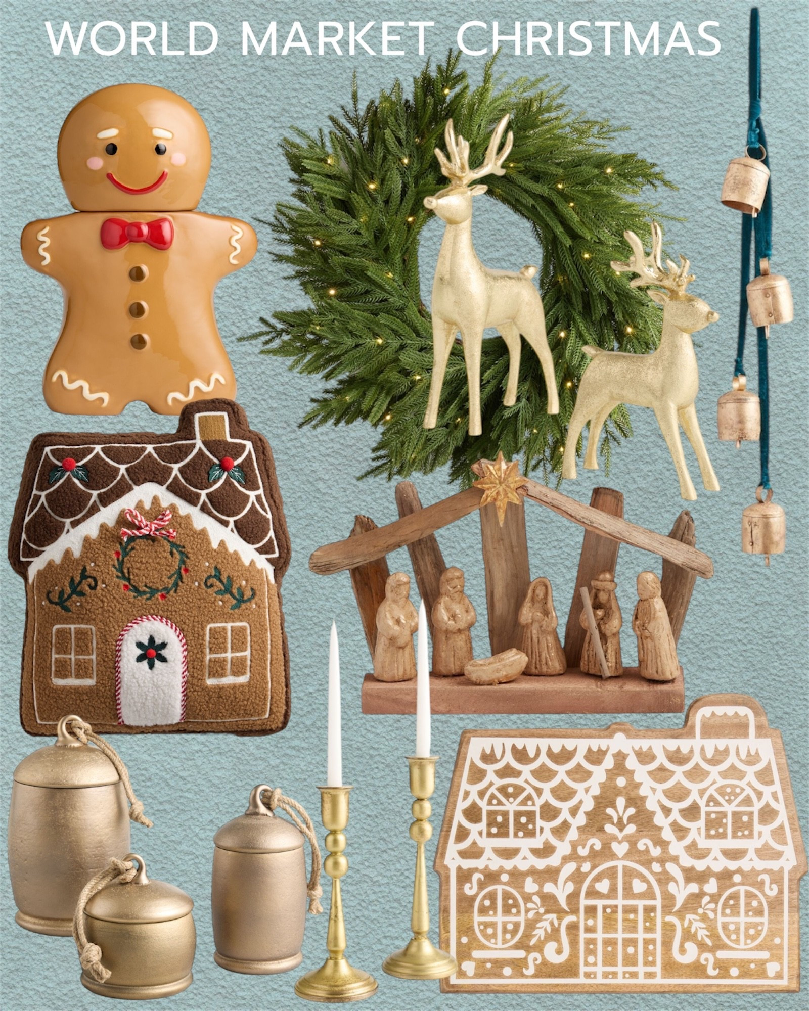 The best World Market Christmas finds. 



Christmas decor, Xmas decor, holiday decor, Christmas wreath, Christmas cookie jar, hanging bells, 

#LTKHoliday #LTKFindsUnder100 #LTKHome #LTKSeasonal #LTKFindsUnder50 #LTKParties